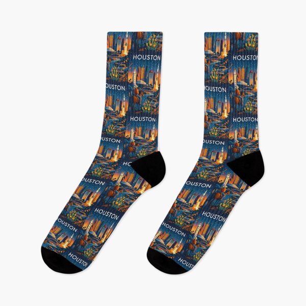 Item preview, Houston Cityscape with Horse Rider, Rockets, Skyline and Bayou Bridge in Texas, United States designed and sold by Aryabek.