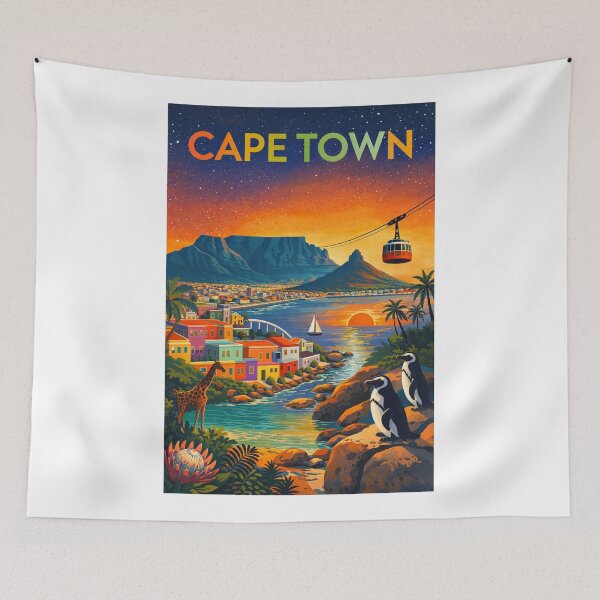 Item preview, Cape Town Sunset with Table Mountain, Bo-Kaap, Penguins and Cable Car in South Africa designed and sold by Aryabek.