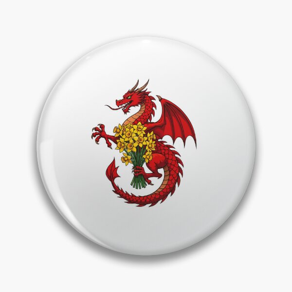 Item preview, Red Dragon Holding A Bouquet Of Daffodils  designed and sold by taiche.