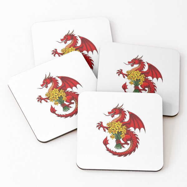 Item preview, Red Dragon Holding A Bouquet Of Daffodils  designed and sold by taiche.