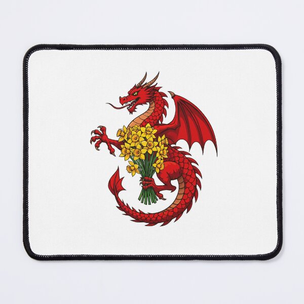 Item preview, Red Dragon Holding A Bouquet Of Daffodils designed and sold by taiche.