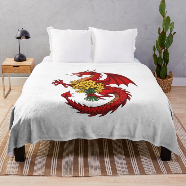 Item preview, Red Dragon Holding A Bouquet Of Daffodils designed and sold by taiche.