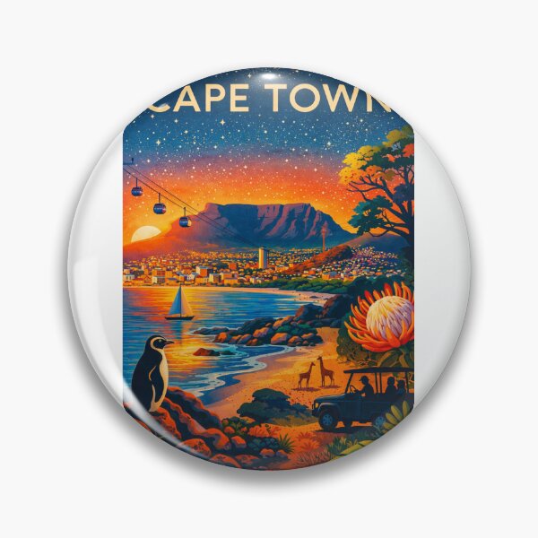 Item preview, Cape Town Coastal View at Dusk with Table Mountain, Signal Hill, Penguins and Safari in South Africa designed and sold by Aryabek.