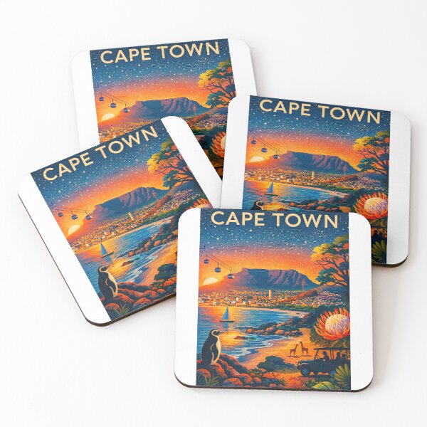 Item preview, Cape Town Coastal View at Dusk with Table Mountain, Signal Hill, Penguins and Safari in South Africa designed and sold by Aryabek.