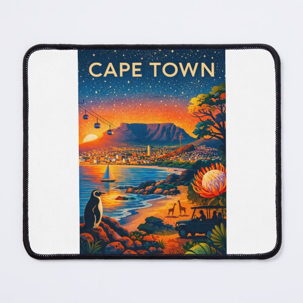 Item preview, Cape Town Coastal View at Dusk with Table Mountain, Signal Hill, Penguins and Safari in South Africa designed and sold by Aryabek.