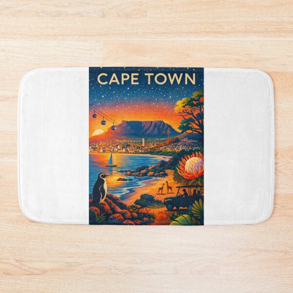 Item preview, Cape Town Coastal View at Dusk with Table Mountain, Signal Hill, Penguins and Safari in South Africa designed and sold by Aryabek.