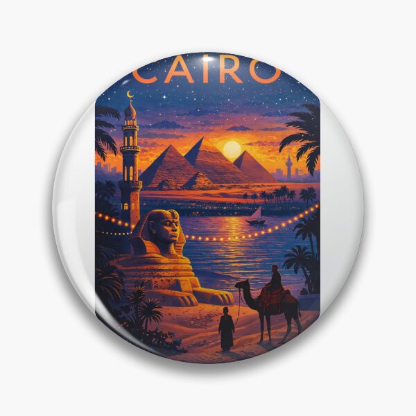 Item preview, Cairo Sunset with Pyramids of Giza, Sphinx, Minarets and Nile River in Egypt designed and sold by Aryabek.