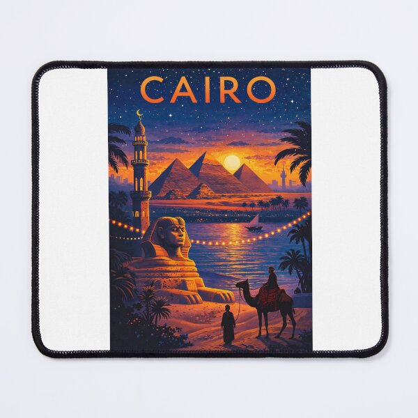 Item preview, Cairo Sunset with Pyramids of Giza, Sphinx, Minarets and Nile River in Egypt designed and sold by Aryabek.
