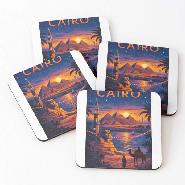 Item preview, Cairo Sunset with Pyramids of Giza, Sphinx, Minarets and Nile River in Egypt designed and sold by Aryabek.