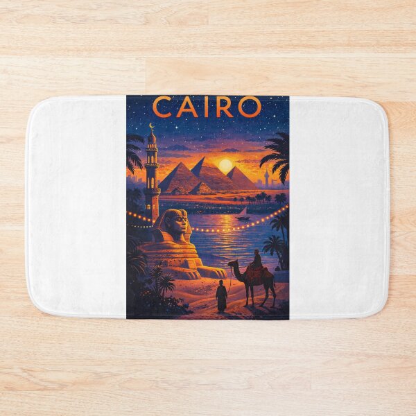 Item preview, Cairo Sunset with Pyramids of Giza, Sphinx, Minarets and Nile River in Egypt designed and sold by Aryabek.