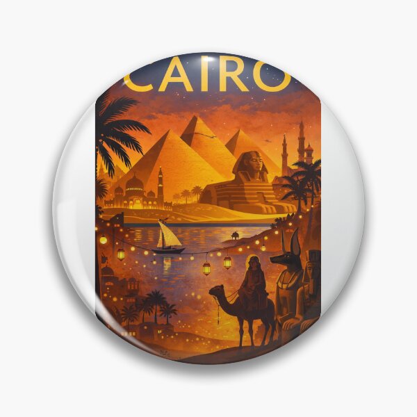 Item preview, Cairo Nightscape with Pyramids of Giza, Great Sphinx, Felucca and Ancient Temples in Egypt designed and sold by Aryabek.
