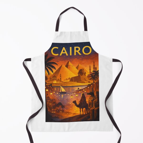 Item preview, Cairo Nightscape with Pyramids of Giza, Great Sphinx, Felucca and Ancient Temples in Egypt designed and sold by Aryabek.