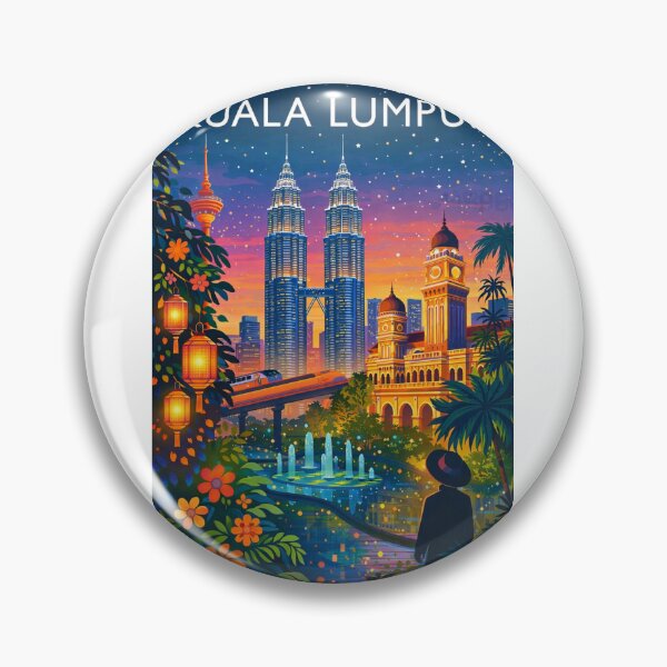 Item preview, Kuala Lumpur Skyline at Twilight with Petronas Towers, KL Tower, Sultan Abdul Samad Building and Lanterns in Malaysia designed and sold by Aryabek.