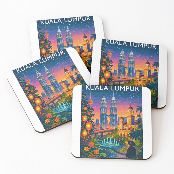 Item preview, Kuala Lumpur Skyline at Twilight with Petronas Towers, KL Tower, Sultan Abdul Samad Building and Lanterns in Malaysia designed and sold by Aryabek.