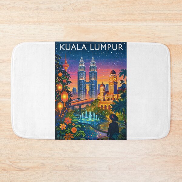 Item preview, Kuala Lumpur Skyline at Twilight with Petronas Towers, KL Tower, Sultan Abdul Samad Building and Lanterns in Malaysia designed and sold by Aryabek.