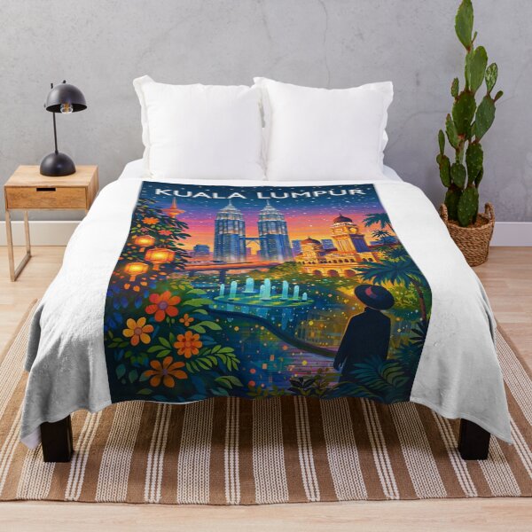 Item preview, Kuala Lumpur Skyline at Twilight with Petronas Towers, KL Tower, Sultan Abdul Samad Building and Lanterns in Malaysia designed and sold by Aryabek.