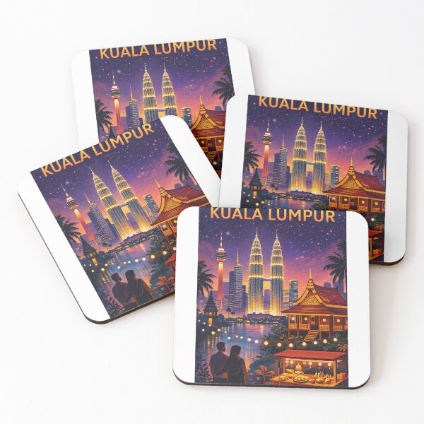 Item preview, Kuala Lumpur Night View with Petronas Towers, KL Tower, Kampung House and Street Food Stall in Malaysia designed and sold by Aryabek.