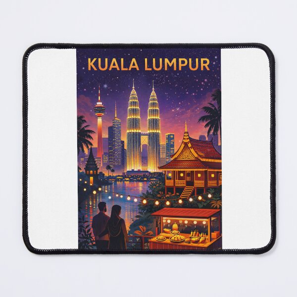 Item preview, Kuala Lumpur Night View with Petronas Towers, KL Tower, Kampung House and Street Food Stall in Malaysia designed and sold by Aryabek.