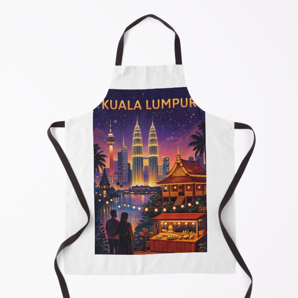 Item preview, Kuala Lumpur Night View with Petronas Towers, KL Tower, Kampung House and Street Food Stall in Malaysia designed and sold by Aryabek.