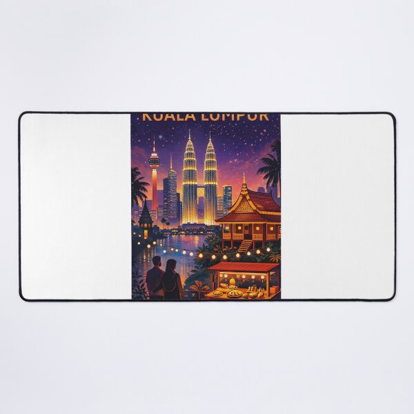 Item preview, Kuala Lumpur Night View with Petronas Towers, KL Tower, Kampung House and Street Food Stall in Malaysia designed and sold by Aryabek.