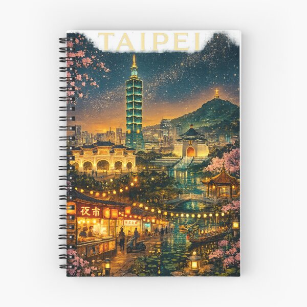 Item preview, Taipei Skyline at Night with Taipei 101, Chiang Kai-shek Memorial Hall, and Shilin Night Market in Taiwan designed and sold by Aryabek.