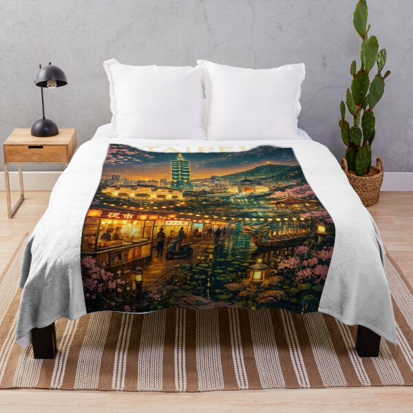 Item preview, Taipei Skyline at Night with Taipei 101, Chiang Kai-shek Memorial Hall, and Shilin Night Market in Taiwan designed and sold by Aryabek.