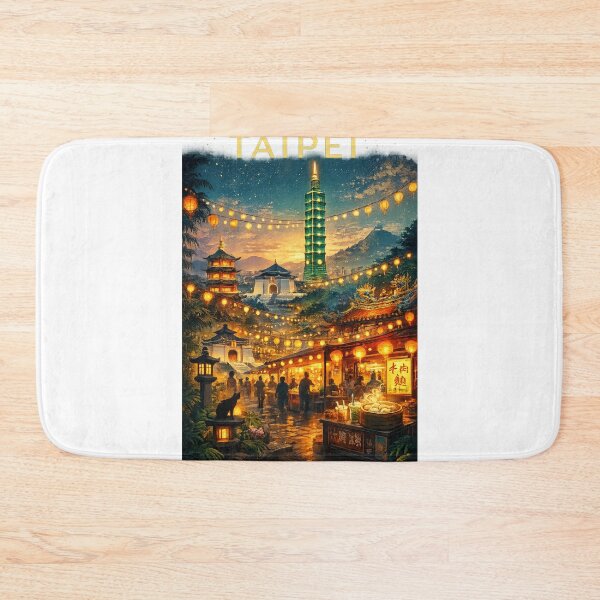 Item preview, Taipei Evening Market View with Taipei 101, Lanterns, Chiang Kai-shek Memorial Hall, and Daan District in Taiwan designed and sold by Aryabek.