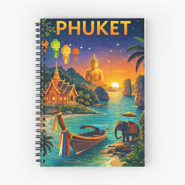 Item preview, Phuket Beach Sunset with Big Buddha, Traditional Longtail Boat, and Thai Temple in Thailand designed and sold by Aryabek.