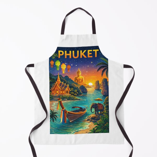Item preview, Phuket Beach Sunset with Big Buddha, Traditional Longtail Boat, and Thai Temple in Thailand designed and sold by Aryabek.
