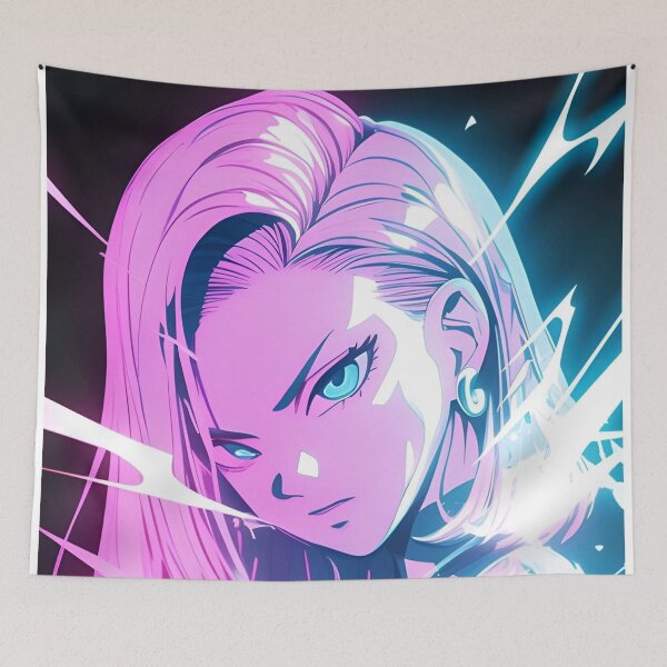 Item preview, Neon Cyber Anime Girl with Electric Energy Glow designed and sold by Dyan4.
