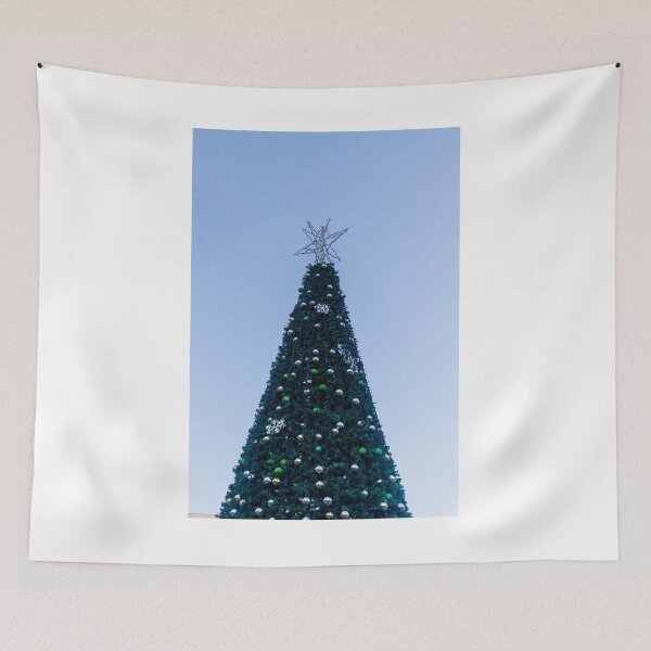 Item preview, Grand Outdoor Christmas Tree Adorned With Ornaments And Snowflakes In Front Of Historic Buildings designed and sold by Nmallia.