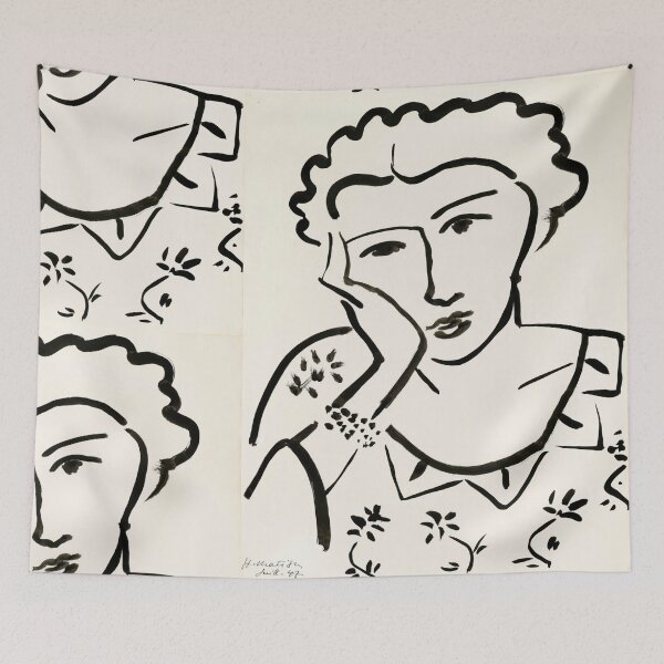 Item preview, Jeune Fille Accoudee by Henri Matisse: Minimalist Fauvist Line Art Poster designed and sold by artofuniverse.