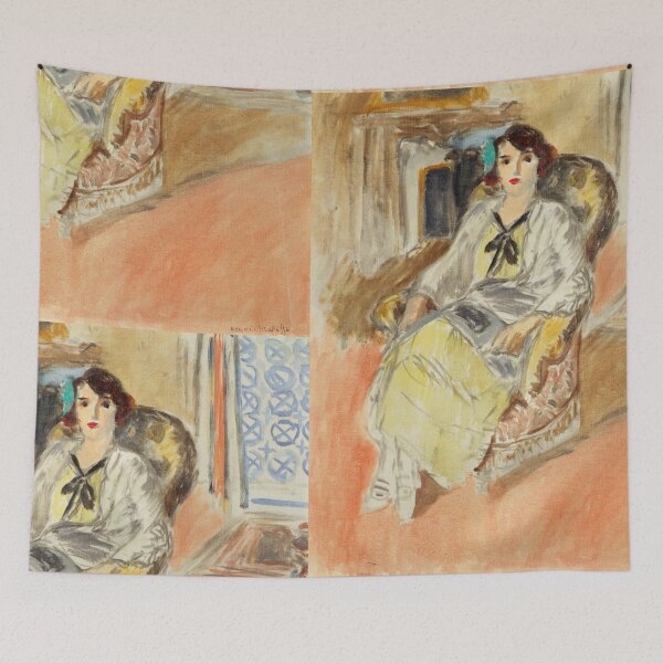 Item preview, Jeune Fille Assise Robe Jaune by Henri Matisse: Modern Fauvist Portrait Poster designed and sold by artofuniverse.