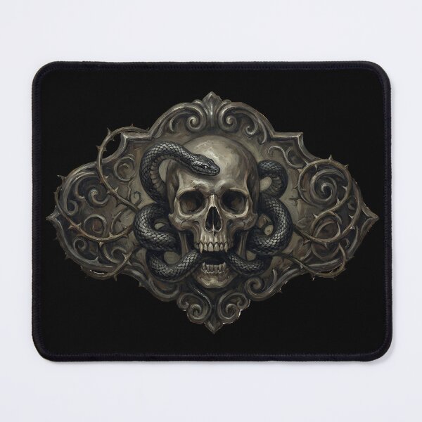 Item preview, Gothic Skull and Black Serpent – Dark Baroque Occult Tattoo Art designed and sold by cr6zym1nd.