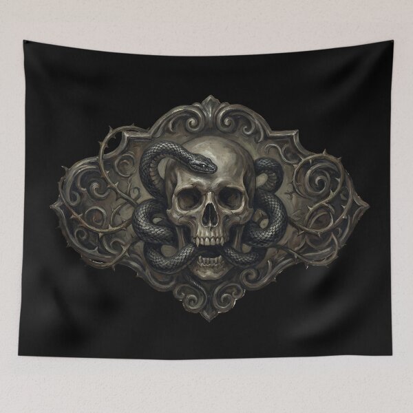 Item preview, Gothic Skull and Black Serpent – Dark Baroque Occult Tattoo Art designed and sold by cr6zym1nd.
