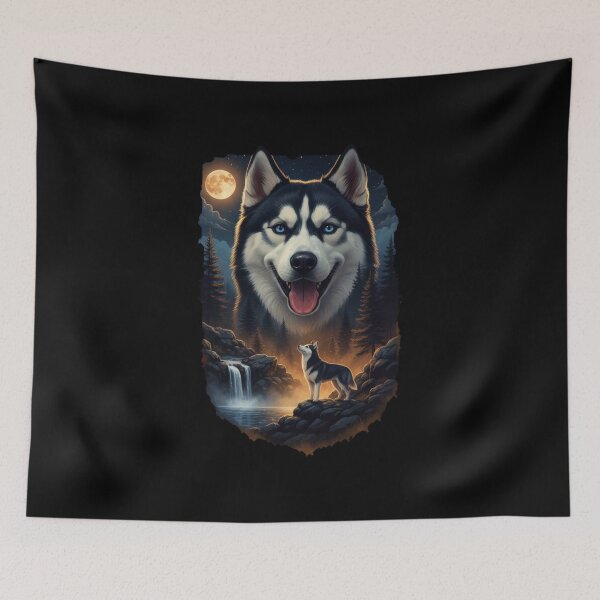 Item preview, Vintage 90S Siberian Husky Howling At The Moon designed and sold by Stotee.