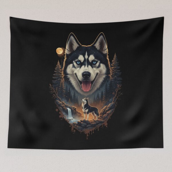 Item preview, Vintage 90S Siberian Husky Howling At The Moon designed and sold by Stotee.