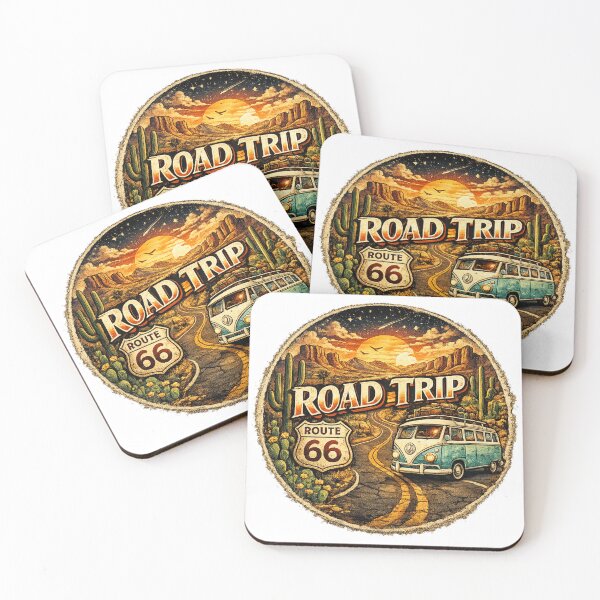 Item preview, Retro Route 66 Road Trip Van Art – Vintage Desert Sunset Adventure Aesthetic StickerAesthetic Sticker designed and sold by EverMuse_0_0.