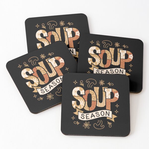 Item preview, soup season - retro typography - patchwork letters - boho floral - leopard print - vintage distressed - cute doodles - stars and daisies - warm neutral palette - seasonal  designed and sold by JansenGS.