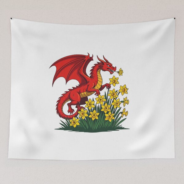 Item preview, Red Dragon Charging Through Daffodils designed and sold by taiche.