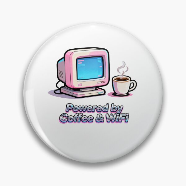 Item preview, Powered by Coffee and WiFi – Funny Retro Computer designed and sold by  Bold Border Studio..