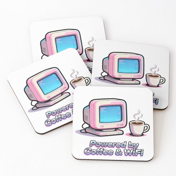 Item preview, Powered by Coffee and WiFi – Funny Retro Computer designed and sold by  Bold Border Studio..