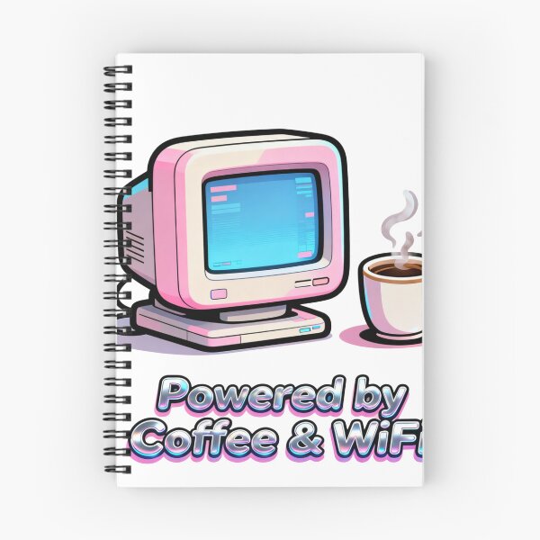 Item preview, Powered by Coffee and WiFi – Funny Retro Computer designed and sold by  Bold Border Studio..