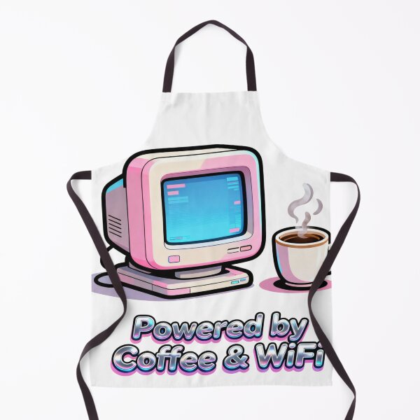 Item preview, Powered by Coffee and WiFi – Funny Retro Computer designed and sold by Bold Border Studio..
