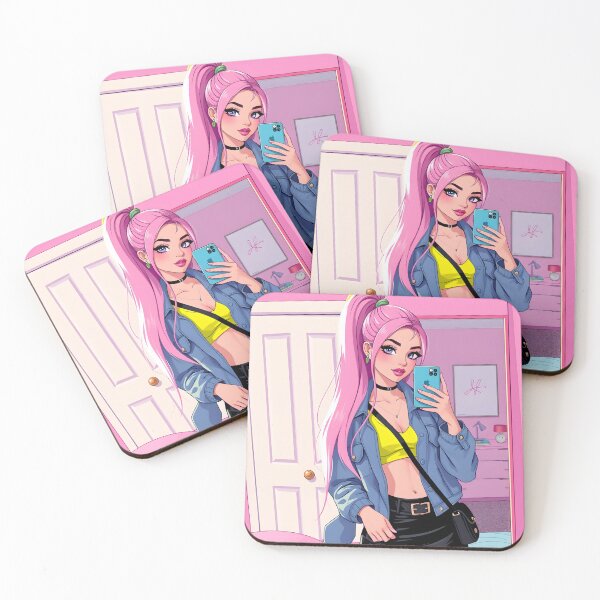 Item preview, Y2K Pink Bedroom Selfie Girl Illustration – Trendy Fashion Pop Art Wall Art designed and sold by GiftsCreek.