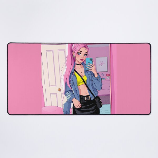 Item preview, Y2K Pink Bedroom Selfie Girl Illustration – Trendy Fashion Pop Art Wall Art designed and sold by GiftsCreek.