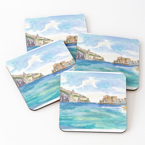 Item preview, Ischia Waterfront Painting with Castello Aragonese and Mediterranean Sea View designed and sold by artshop77.