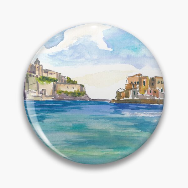 Item preview, Ischia Waterfront Painting with Castello Aragonese and Mediterranean Sea View designed and sold by artshop77.