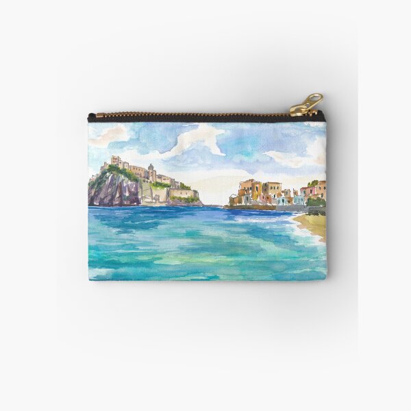 Item preview, Ischia Waterfront Painting with Castello Aragonese and Mediterranean Sea View designed and sold by artshop77.