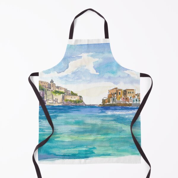Item preview, Ischia Waterfront Painting with Castello Aragonese and Mediterranean Sea View designed and sold by artshop77.